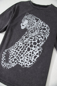 Online Medium Grey Vintage Cheetah Printed Mineral Wash Graphic Tee