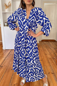 Online Black Western Abstract Geometric Printed Maxi Dress