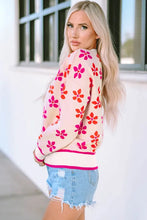 Load image into Gallery viewer, Pink Flower Print Crew Neck Sweater
