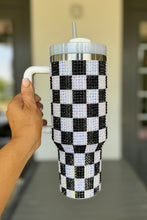 Load image into Gallery viewer, Online Blackish Green Full Rhinestone Checkerboard Handled Tumbler 40oz
