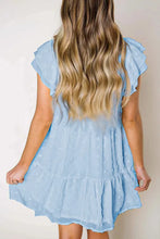 Load image into Gallery viewer, Sky Blue Swiss Dot Layered Mini Dress
