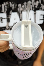 Load image into Gallery viewer, Online White Cross Rhinestone40 OZ Tumbler with Handle
