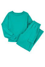 Load image into Gallery viewer, Online Sachet Pink Solid Color Patchwork Pullover Top and Cargo Pants Set
