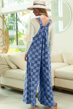 Load image into Gallery viewer, Online Double Take Checkered Sleeveless Wide Leg Denim Jumpsuit
