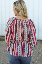 Load image into Gallery viewer, Online Multicolour Western Aztec Split Neck Peplum Blouse
