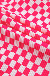 Online Pink Checkered Buttoned Shirt and High Waist Pants Pajama Set