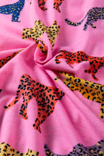 Load image into Gallery viewer, Online Pink Cheetah Print Short Sleeve Shirt and Pants Lounge Set
