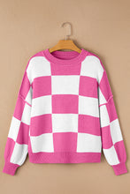 Load image into Gallery viewer, Online Rose Checkered Bishop Sleeve Sweater
