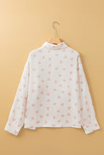 Load image into Gallery viewer, White Love Heart Print Drop Shoulder Puff Sleeve Shirt
