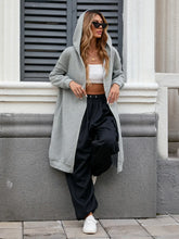 Load image into Gallery viewer, Grey Zip Up Long Sleeve Longline Hooded Outerwear
