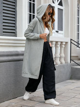 Load image into Gallery viewer, Grey Zip Up Long Sleeve Longline Hooded Outerwear
