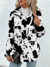 Load image into Gallery viewer, Cow Print Collared Neck Button Up Fuzzy Jacket
