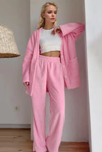 Load image into Gallery viewer, Basic Bae Buttery-Soft V-Neck Button Up Top and Pants Set
