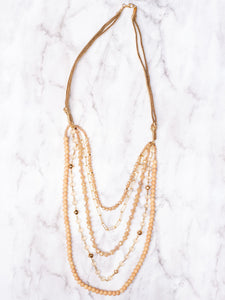 ONLY IN MIAMI MIXED CRYSTAL BEADS LAYERED GOLD NECKLACE