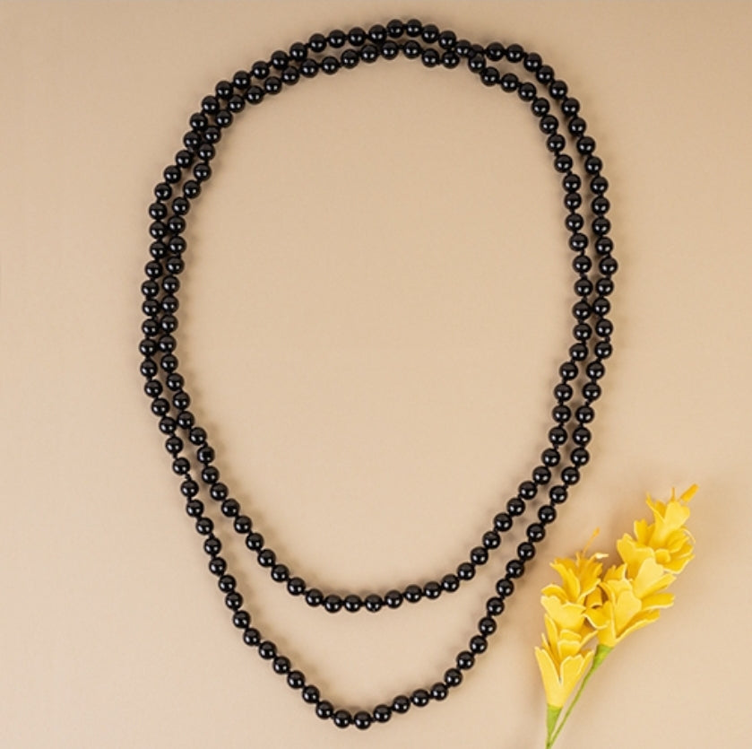 New Layered Beaded Necklace-Black