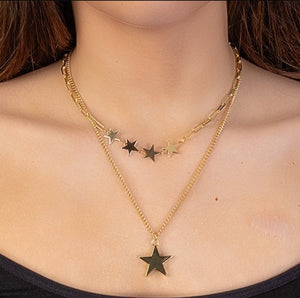 New Layered Star Necklace-gold