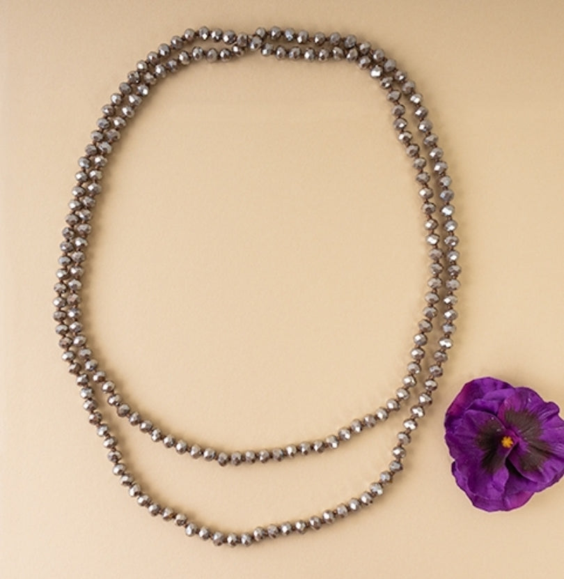 New Crystal Beaded Necklace-grey