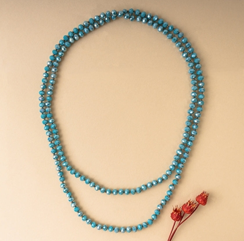 New Crystal Beaded Necklace-blue