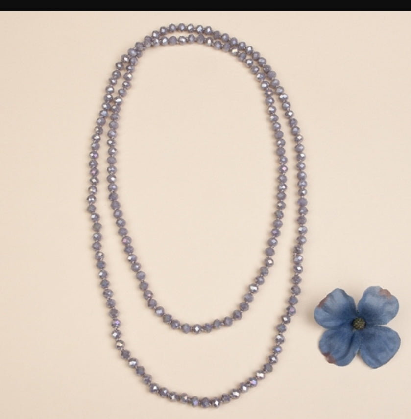 New Crystal Beaded Necklace-grey 2