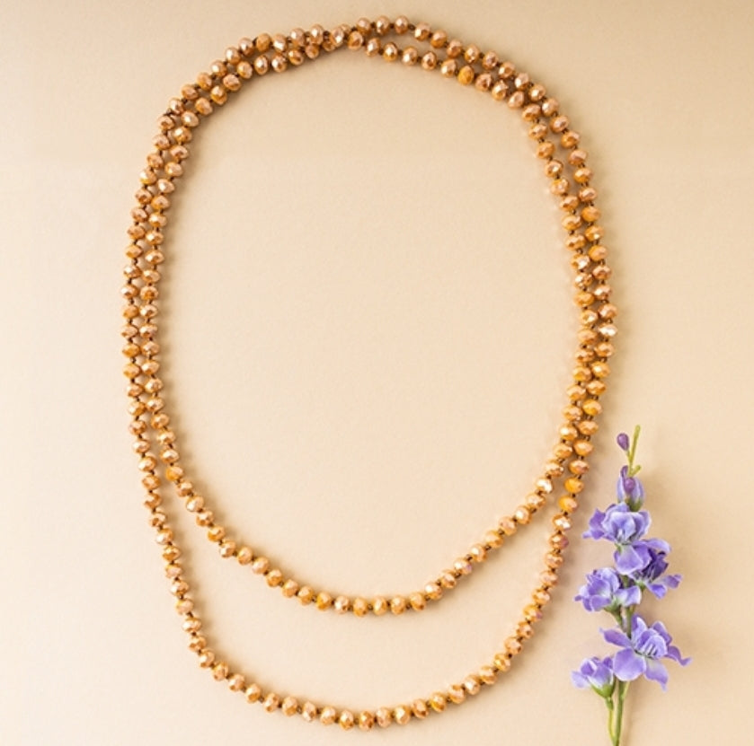 New Crystal Beaded Necklace- 22 gold jade
