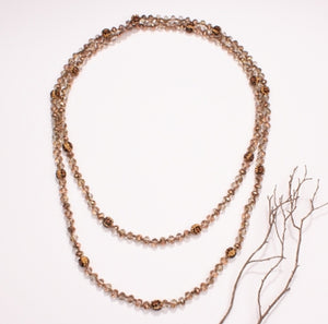 Crystal Beaded Necklace with Leopard Beads-rose gold