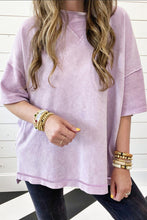 Load image into Gallery viewer, Orchid Petal Mineral Wash Seam Drop Shoulder Oversize Tee
