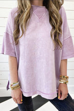 Load image into Gallery viewer, Orchid Petal Mineral Wash Seam Drop Shoulder Oversize Tee
