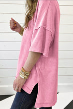 Load image into Gallery viewer, Strawberry Pink Mineral Wash Seam Drop Shoulder Oversize Tee
