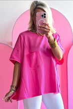 Load image into Gallery viewer, Bright Pink Patched Pocket Exposed Seam Oversize T-Shirt
