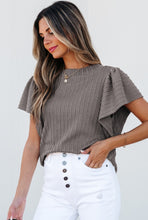 Load image into Gallery viewer, Sleet Solid Color Textured Flutter Sleeve Top
