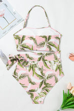 Load image into Gallery viewer, Online Pink Tropical Asymmetric Cut out Halter Backless One Piece Swimwear
