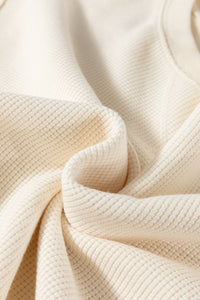 Online White Solid Color Waffle Knit Drop Shoulder Plus Size Sweatshirt