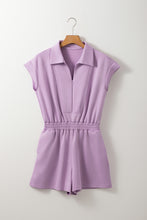 Load image into Gallery viewer, Online Orchid Bouquet Short Sleeve Zipper Collared Elastic High Waist Romper
