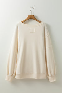 Online White Solid Color Waffle Knit Drop Shoulder Plus Size Sweatshirt