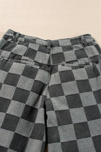 Load image into Gallery viewer, Online Dark Grey Checkered Denim Wide Leg Jeans
