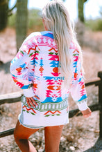 Load image into Gallery viewer, Online White Oversize Aztec Print High Low V Neck Sweater
