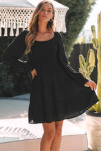 Load image into Gallery viewer, Similar
Black Bishop Sleeve Smocked Tiered Mini Dress
