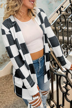 Load image into Gallery viewer, Online Black Checkered Waffle Knit Thumbhole Open Front Cardigan
