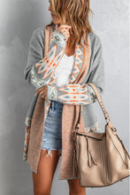 Load image into Gallery viewer, Online Orange Printed Aztec Print Open Front Knitted Cardigan
