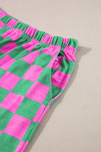 Online Green 2-Tone Checked Print High Waist Wide Leg Pants