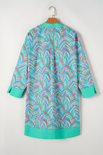 Load image into Gallery viewer, Online Green Plus Size Palm Pattern Long Sleeve Shift Dress
