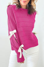Load image into Gallery viewer, Online Rose Red Bow Knot Cut Out Round Neck Loose Sweater
