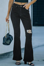 Load image into Gallery viewer, Black Ripped Slit Legs Flare Jeans
