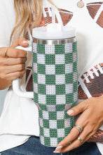 Load image into Gallery viewer, Online Blackish Green Full Rhinestone Checkerboard Handled Tumbler 40oz
