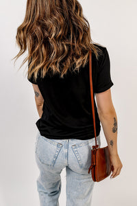 Online Black Western Cowboy Boots Crew Neck Graphic Tee