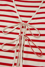Load image into Gallery viewer, Online Red Stripe Lace-up Front Top and High Waist Shorts Set
