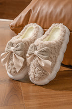 Load image into Gallery viewer, Online Camel Contrast Bowknot Applique Plush Winter Slippers (Bow Colors May Differ by Batch)
