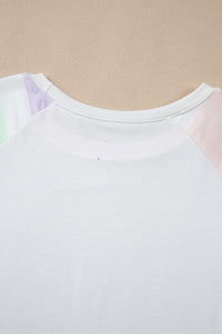 Online White Rainbow Striped T Shirt and Shorts Set