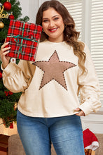 Load image into Gallery viewer, Online Beige Star Shape Studded Crew Neck Plus Size T Shirt
