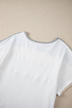 Load image into Gallery viewer, Online White Colorblock Patchwork Batwing Sleeve Ribbed Plus T Shirt
